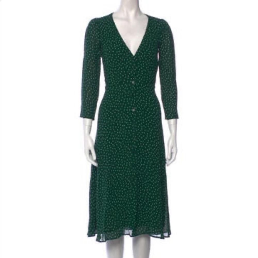 Reformation Green Polka Dot Midi dress